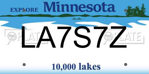 LA7S7Z Minnesota License Plate