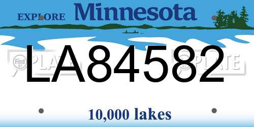LA84582 Minnesota License Plate