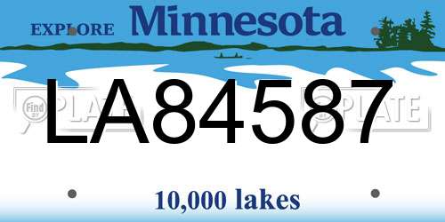 LA84587 Minnesota License Plate