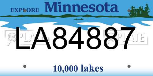 LA84887 Minnesota License Plate