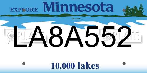 LA8A552 Minnesota License Plate