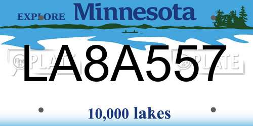 LA8A557 Minnesota License Plate