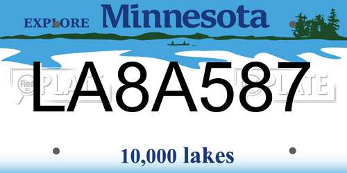LA8A587 Minnesota License Plate