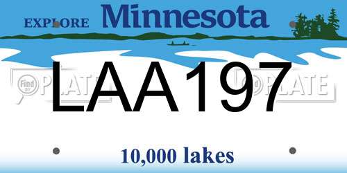 LAA197 Minnesota License Plate