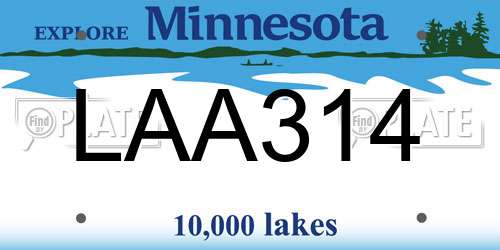 LAA314 Minnesota License Plate