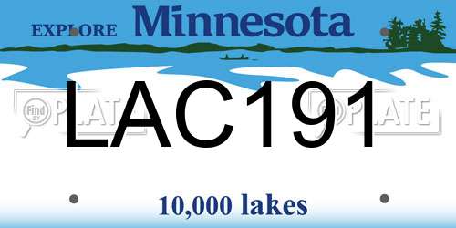 LAC191 Minnesota License Plate