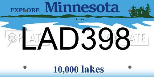 LAD398 Minnesota License Plate
