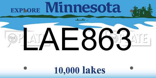 LAE863 Minnesota License Plate