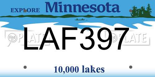 LAF397 Minnesota License Plate