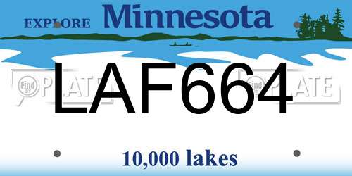 LAF664 Minnesota License Plate