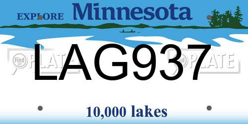 LAG937 Minnesota License Plate