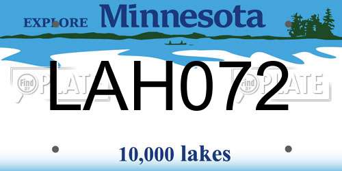 LAH072 Minnesota License Plate