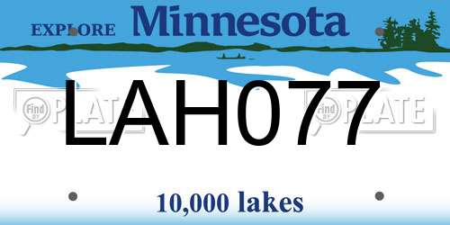 LAH077 Minnesota License Plate