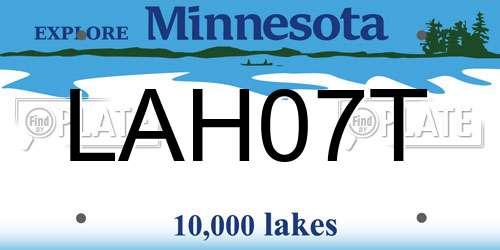 LAH07T Minnesota License Plate