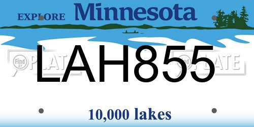 LAH855 Minnesota License Plate