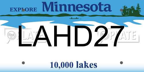 LAHD27 Minnesota License Plate
