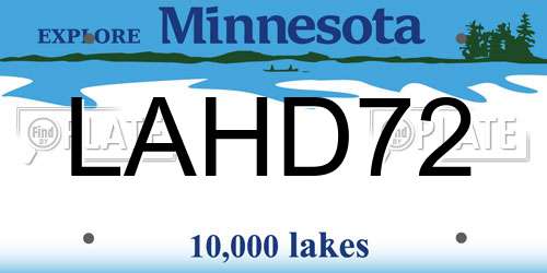 LAHD72 Minnesota License Plate