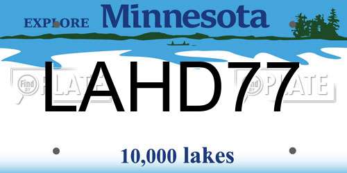 LAHD77 Minnesota License Plate