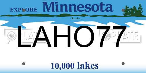 LAHO77 Minnesota License Plate
