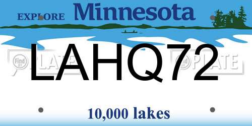 LAHQ72 Minnesota License Plate