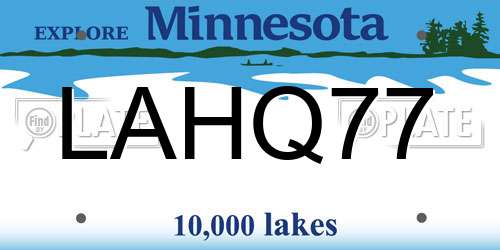 LAHQ77 Minnesota License Plate