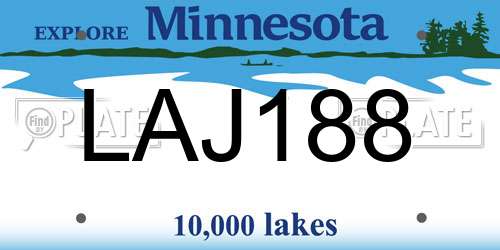 LAJ188 Minnesota License Plate