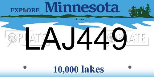 LAJ449 Minnesota License Plate