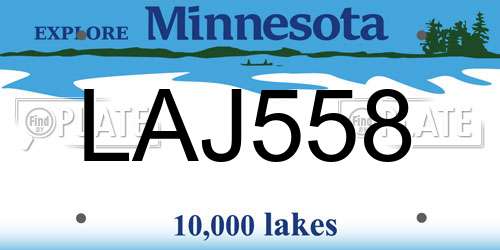 LAJ558 Minnesota License Plate