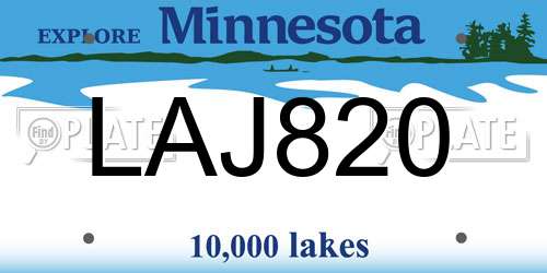 LAJ820 Minnesota License Plate