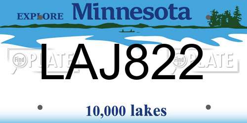 LAJ822 Minnesota License Plate
