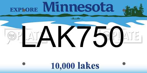 LAK750 Minnesota License Plate