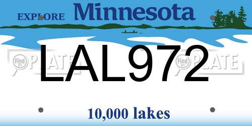 LAL972 Minnesota License Plate