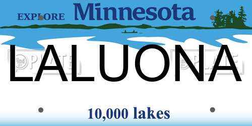 LALUONA Minnesota License Plate