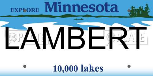 LAMBERT Minnesota License Plate