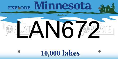LAN672 Minnesota License Plate