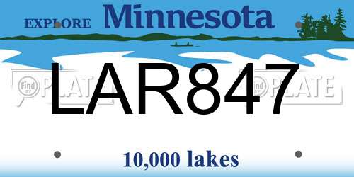 LAR847 Minnesota License Plate