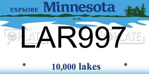 LAR997 Minnesota License Plate