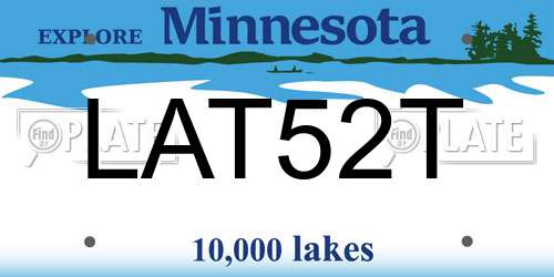 LAT52T Minnesota License Plate