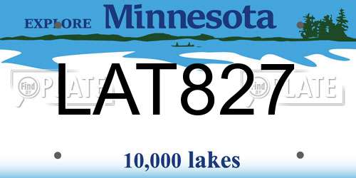 LAT827 Minnesota License Plate