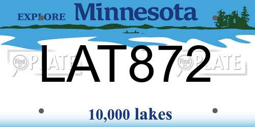 LAT872 Minnesota License Plate