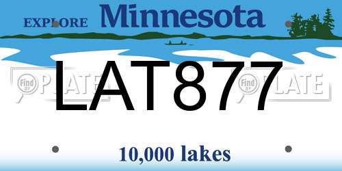 LAT877 Minnesota License Plate