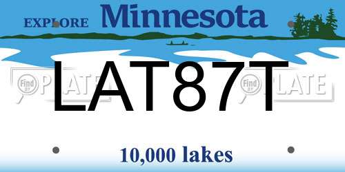 LAT87T Minnesota License Plate