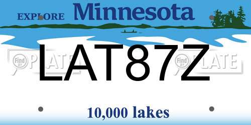 LAT87Z Minnesota License Plate