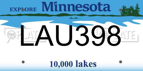 LAU398 Minnesota License Plate