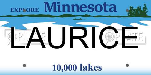 LAURICE Minnesota License Plate