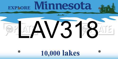 LAV318 Minnesota License Plate