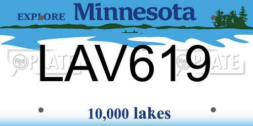 LAV619 Minnesota License Plate