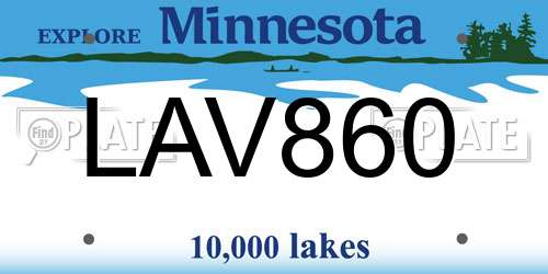 LAV860 Minnesota License Plate