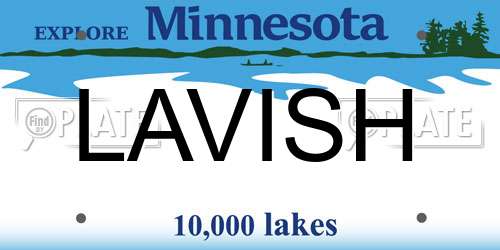 LAVISH Minnesota License Plate