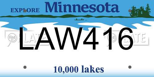 LAW416 Minnesota License Plate